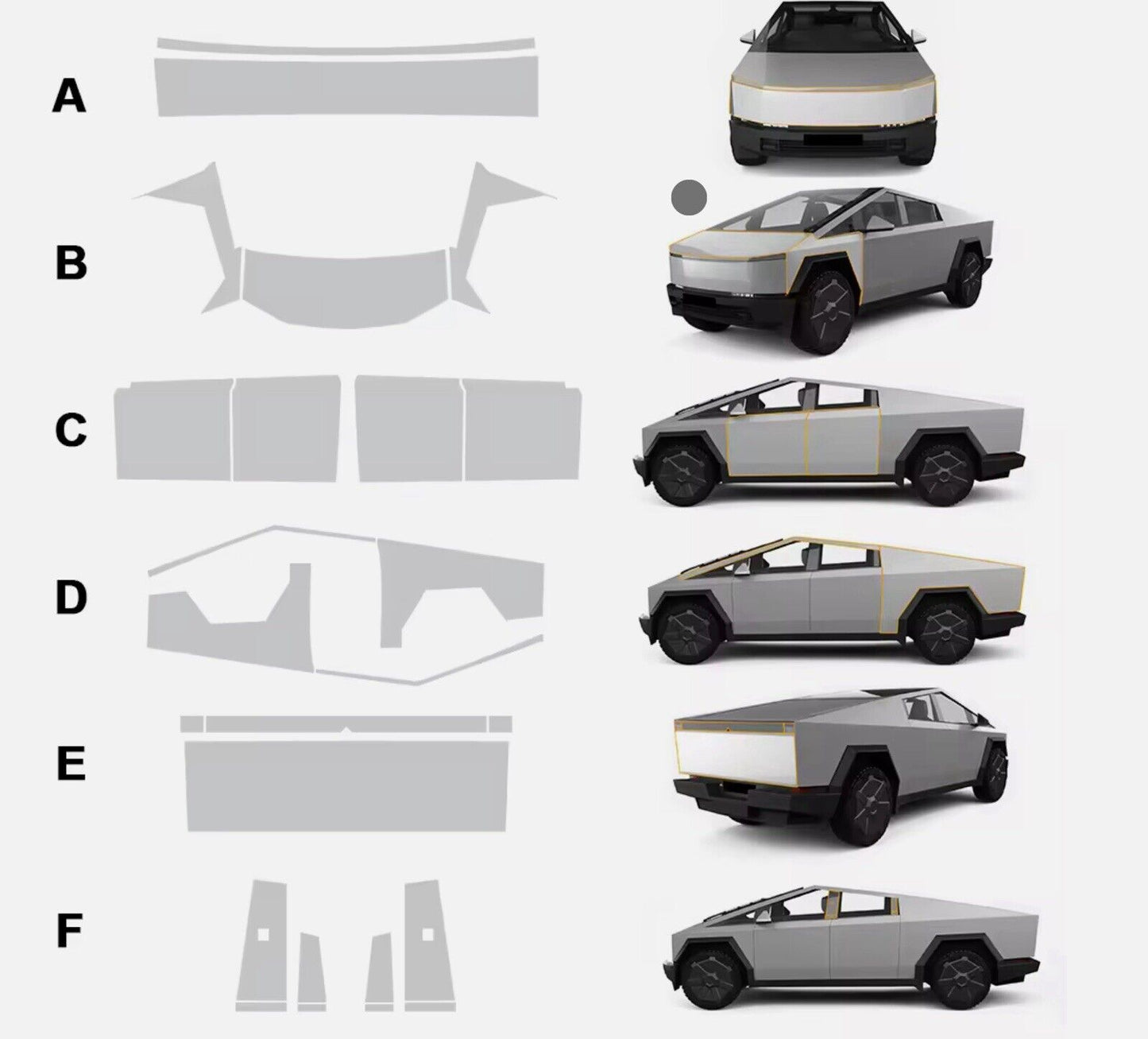 “Liquid SOMA Tolan” Tesla Cybertruck 2024 Paint Protection Film PreCut Kit PPF