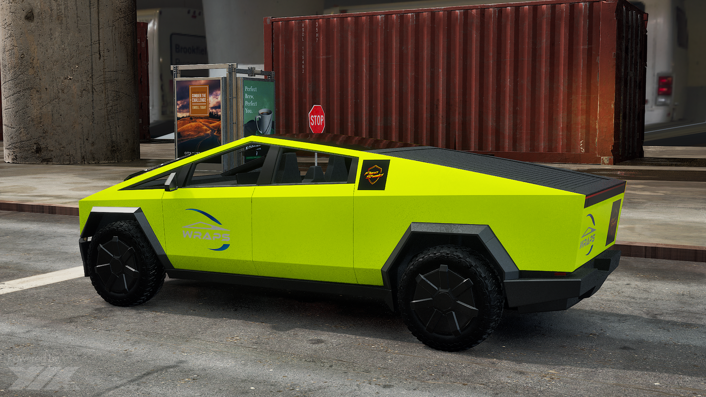 Cybertruck Precut Flexishield CL-04 Acidic Lime Wrap