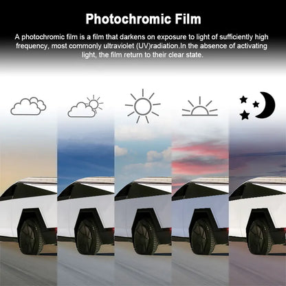 Tesla Cybertruck PPF TPU automotive headlight photochromic white to black self-healing protective film