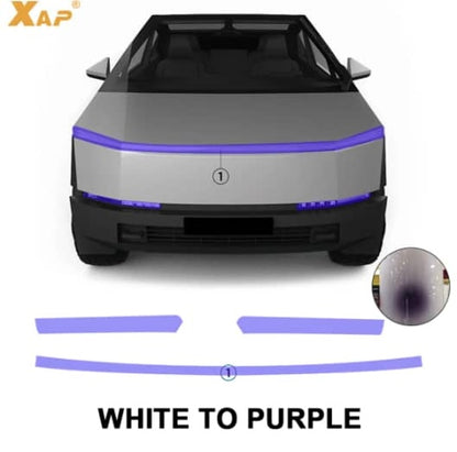 Tesla Cybertruck PPF TPU photochromic anti scratch and anti fouling white to purple car LightBar/headlight protective film