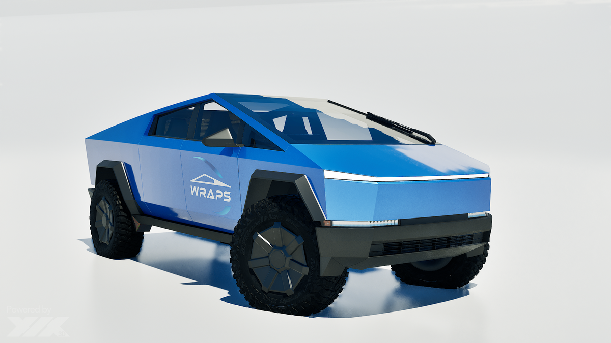Kit de envoltura precortada con película protectora de pintura para el Tesla Cybertruck 2024 en color azul Islandia 