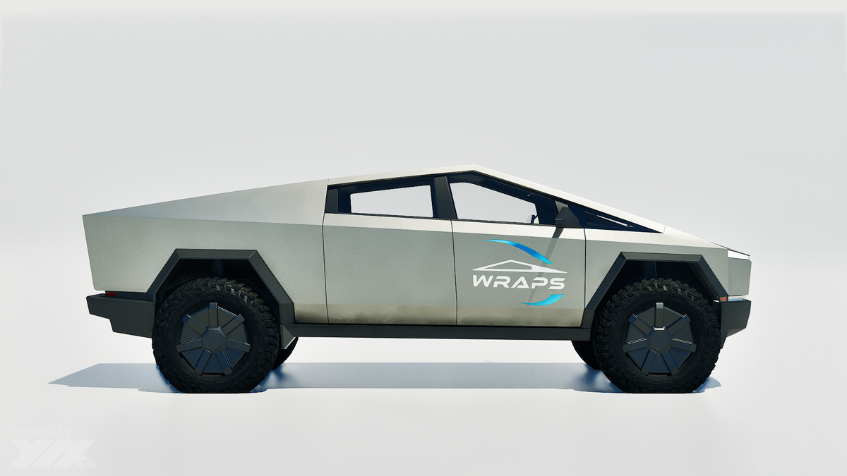 Kit de envoltura precortada para Tesla Cybertruck 2024 en color plata líquida 