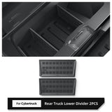 Tesla Cybertruck 2024 trunk organizer featuring rear lower dividers for organized storage, includes 2 pieces.